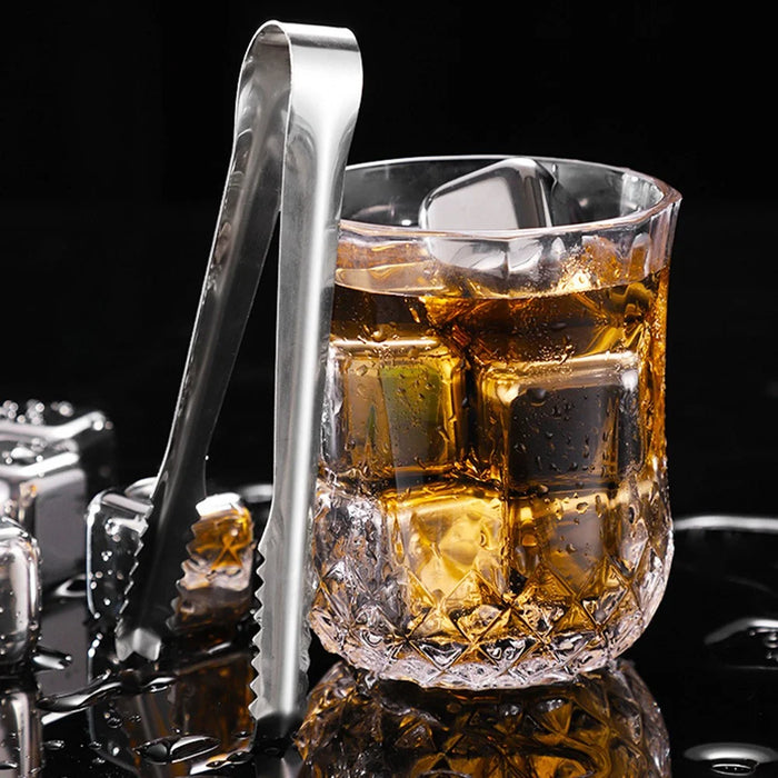 304 Stainless Steel Reusable Ice Blocks 8Pcs Whiskey Stones Chilling Rocks with Silicone Tongs for Wine / Whiskey - 6