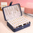 Double Layer Jewelry Box Portable Ring Necklace Earrings Organizer PU Leather Storage Case - Navy Blue - 2