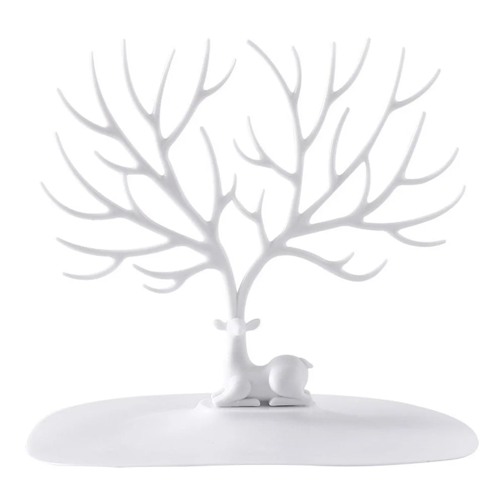 Deer Antler Design Jewelry Display Stand Necklace Bracelet Earrings Holder Organizer Rack White - 1