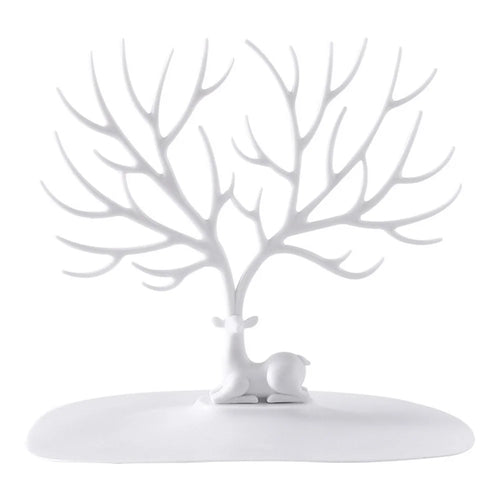 Deer Antler Design Jewelry Display Stand Necklace Bracelet Earrings Holder Organizer Rack White - 1