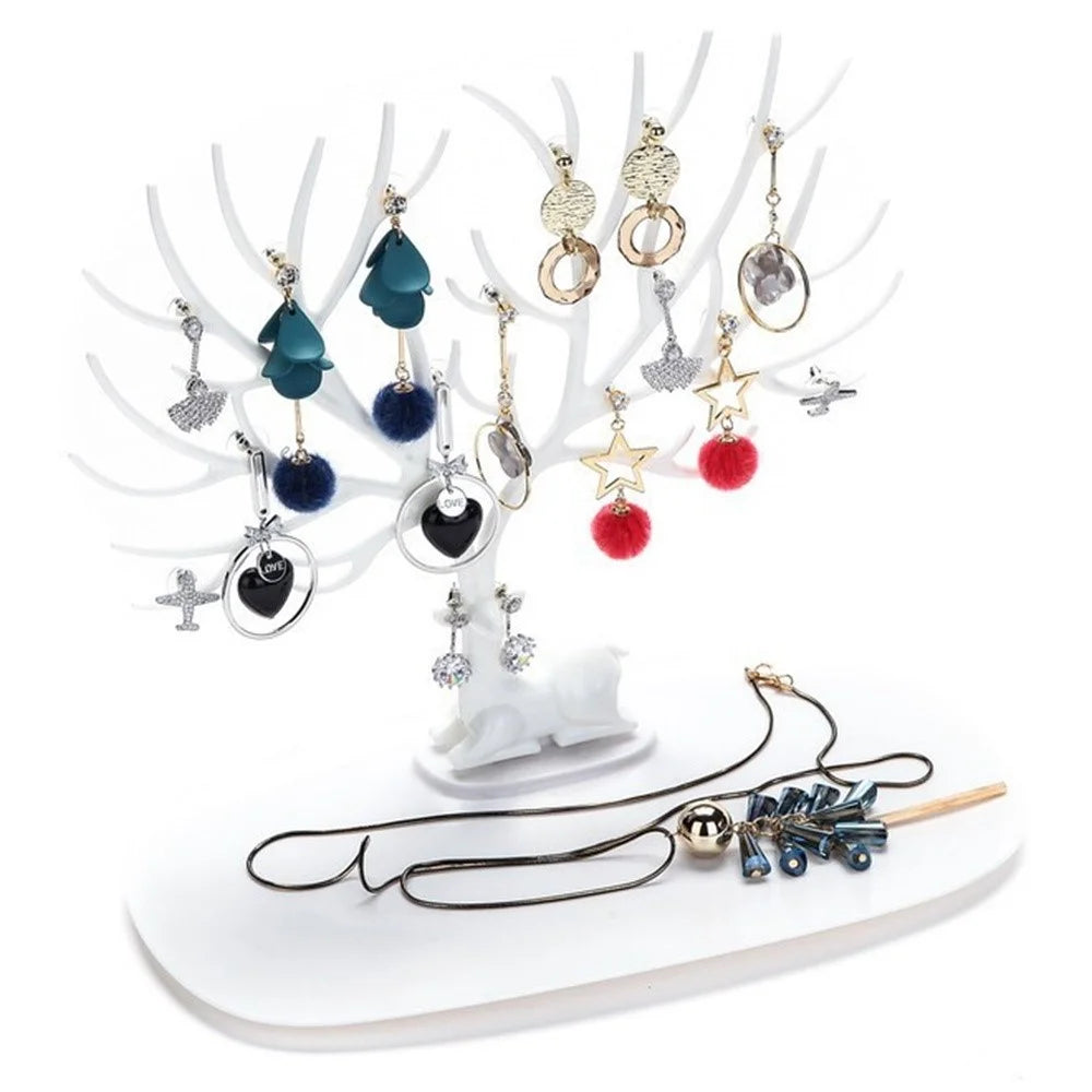 Deer Antler Design Jewelry Display Stand Necklace Bracelet Earrings Holder Organizer Rack White - 2