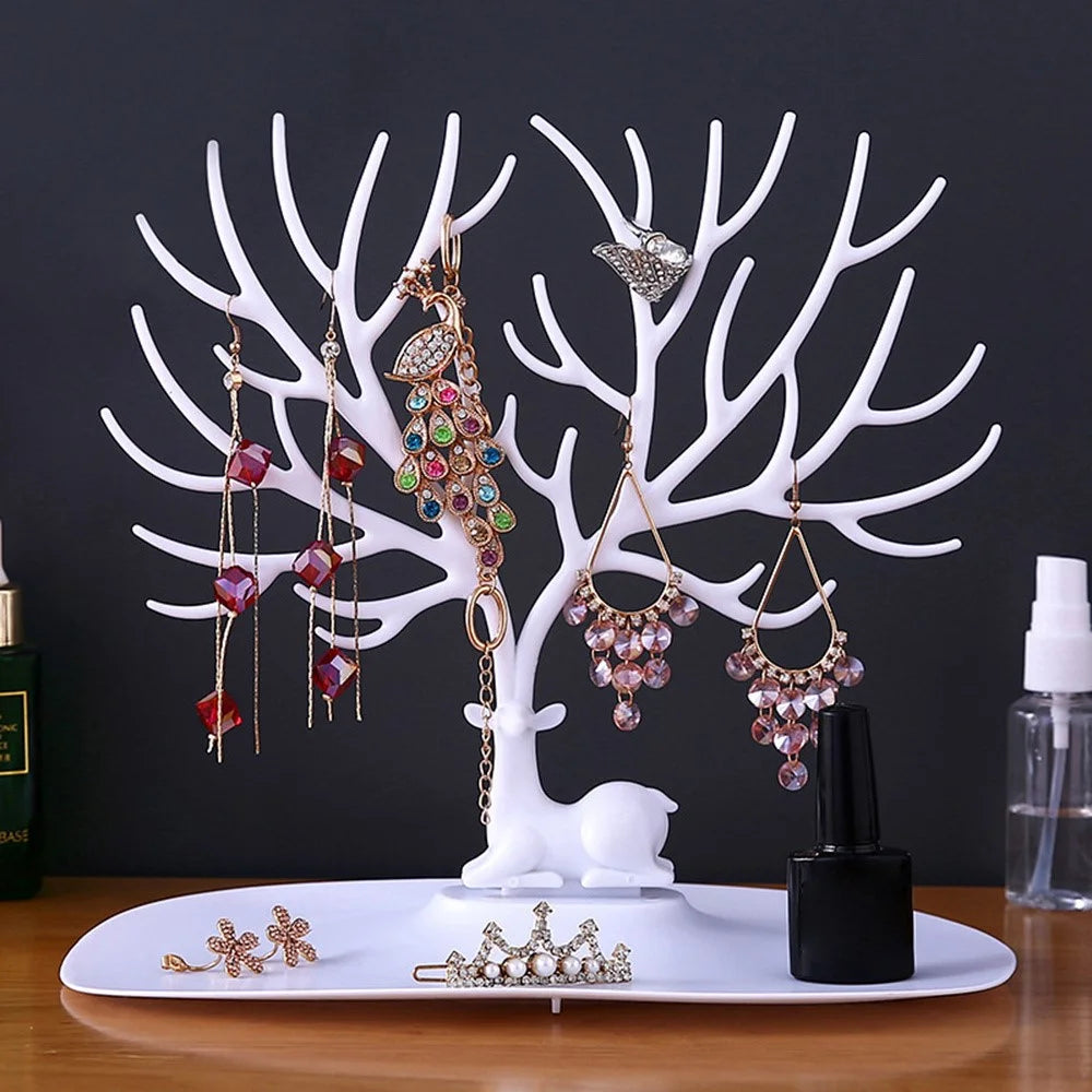 Deer Antler Design Jewelry Display Stand Necklace Bracelet Earrings Holder Organizer Rack White - 3