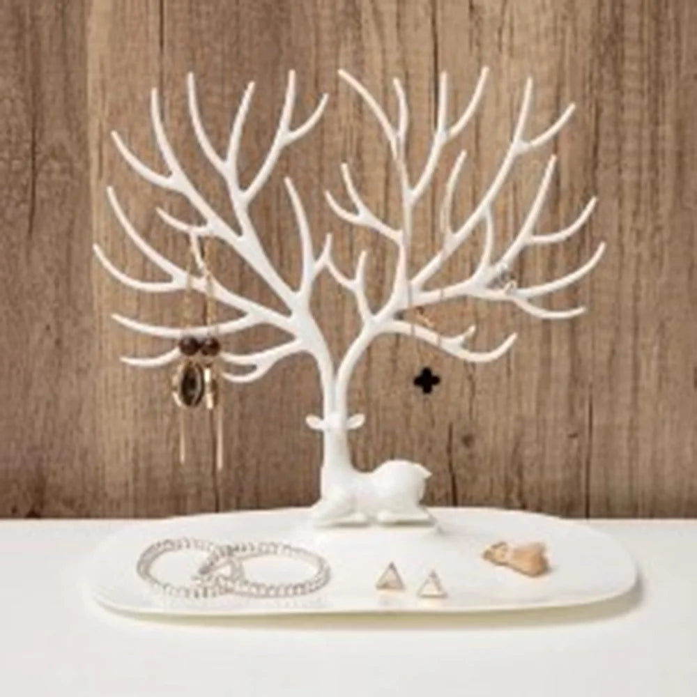 Deer Antler Design Jewelry Display Stand Necklace Bracelet Earrings Holder Organizer Rack White - 4