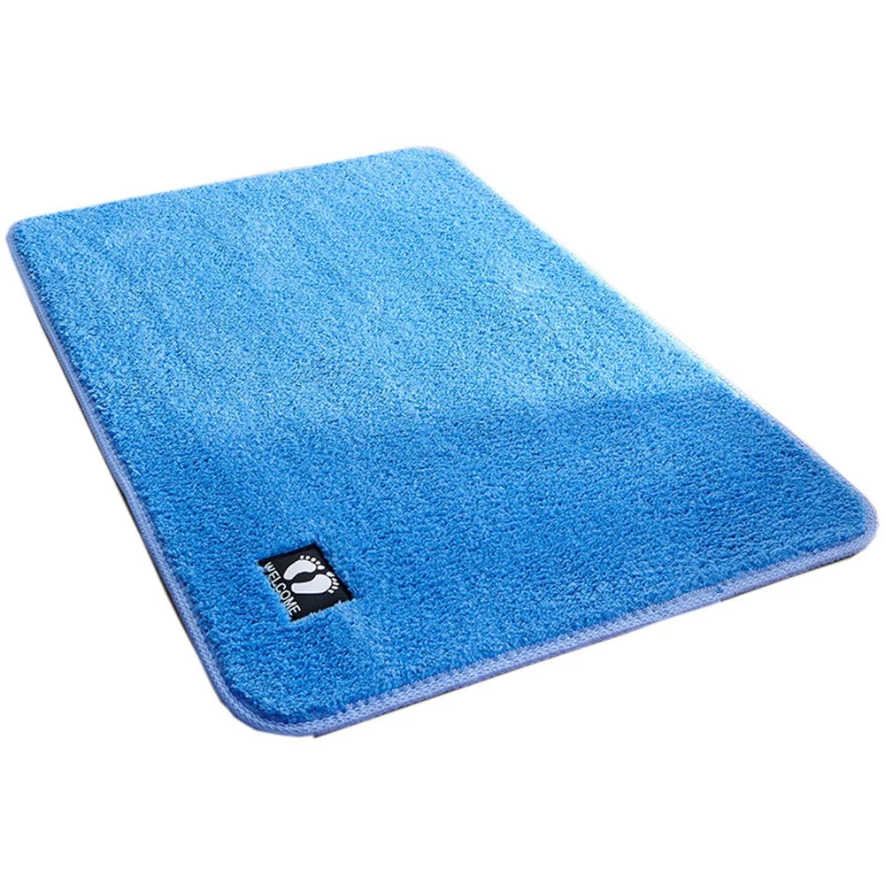 60x90cm Home Bathroom Floor Mat Soft Microfiber Water Absorbent Non Slip Rug - Blue - 1