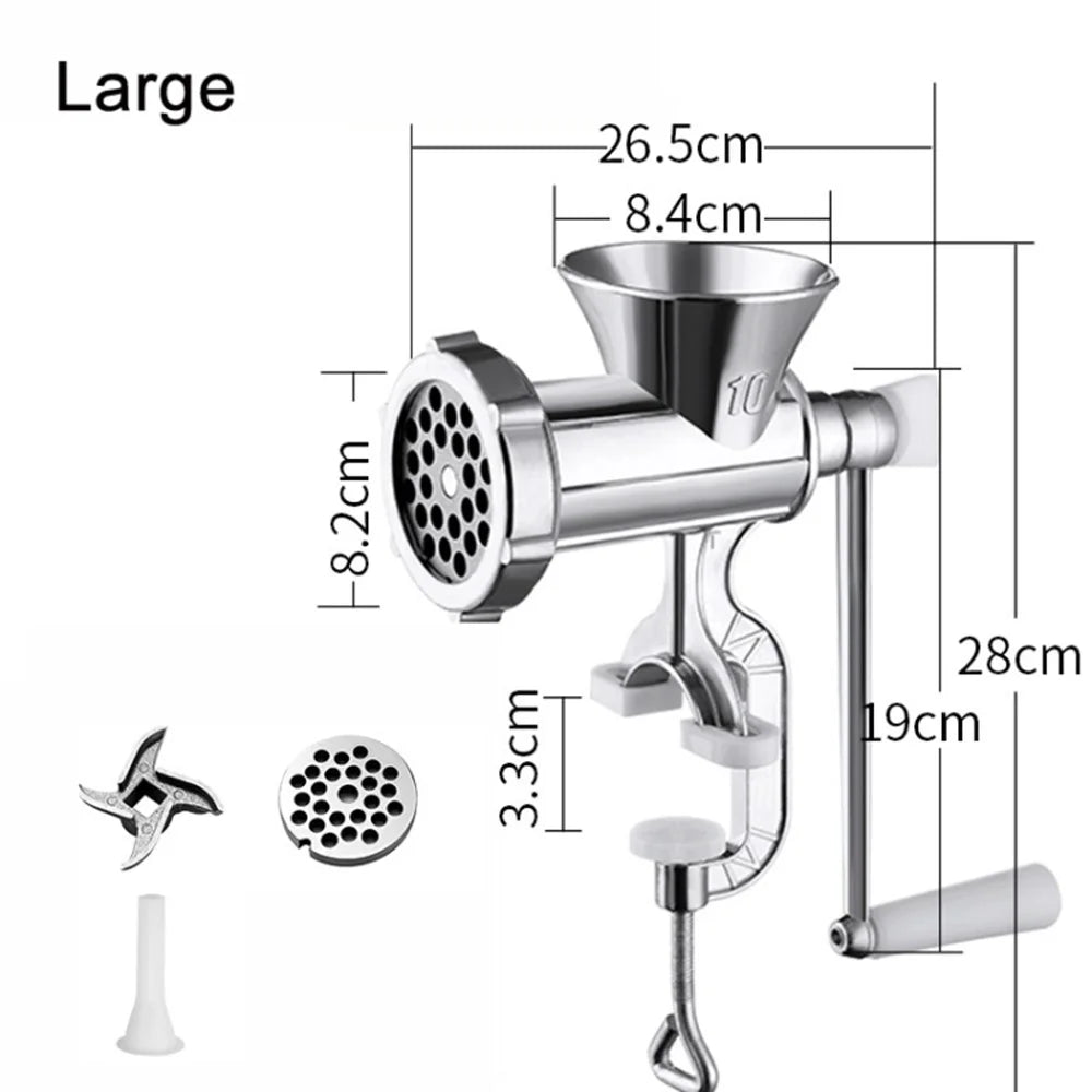 Manual Meat Grinder 10# Large Size Sausage Maker Multifunction Aluminum Alloy Kitchen Tool (No FDA Certification) - 7