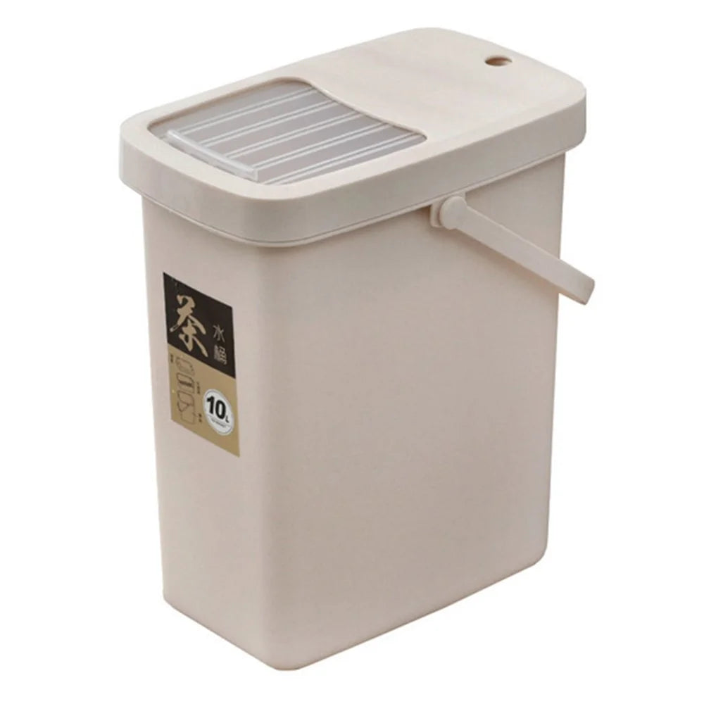 10L Tea Waste Bin PP Filtration Bucket Tealeaves Sanitary Container with Lid / Handle - 1