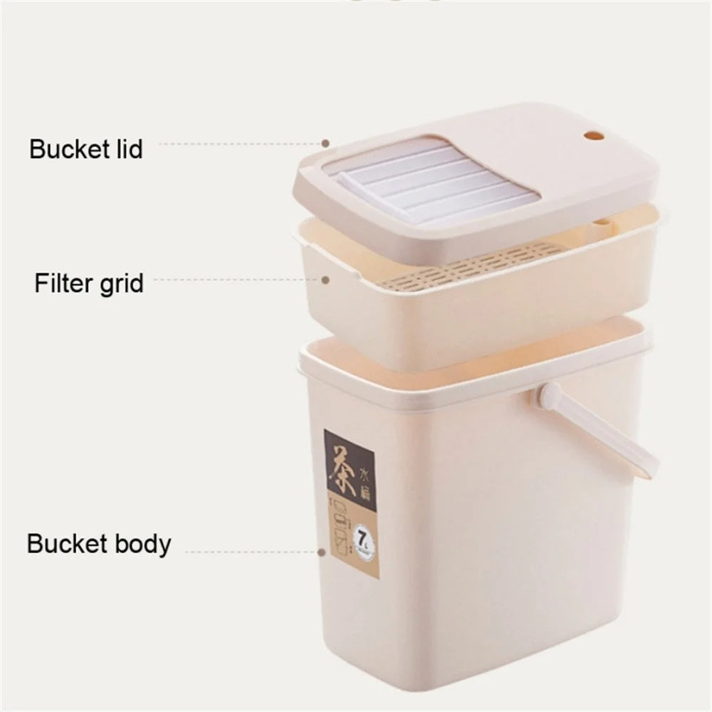 10L Tea Waste Bin PP Filtration Bucket Tealeaves Sanitary Container with Lid / Handle - 4