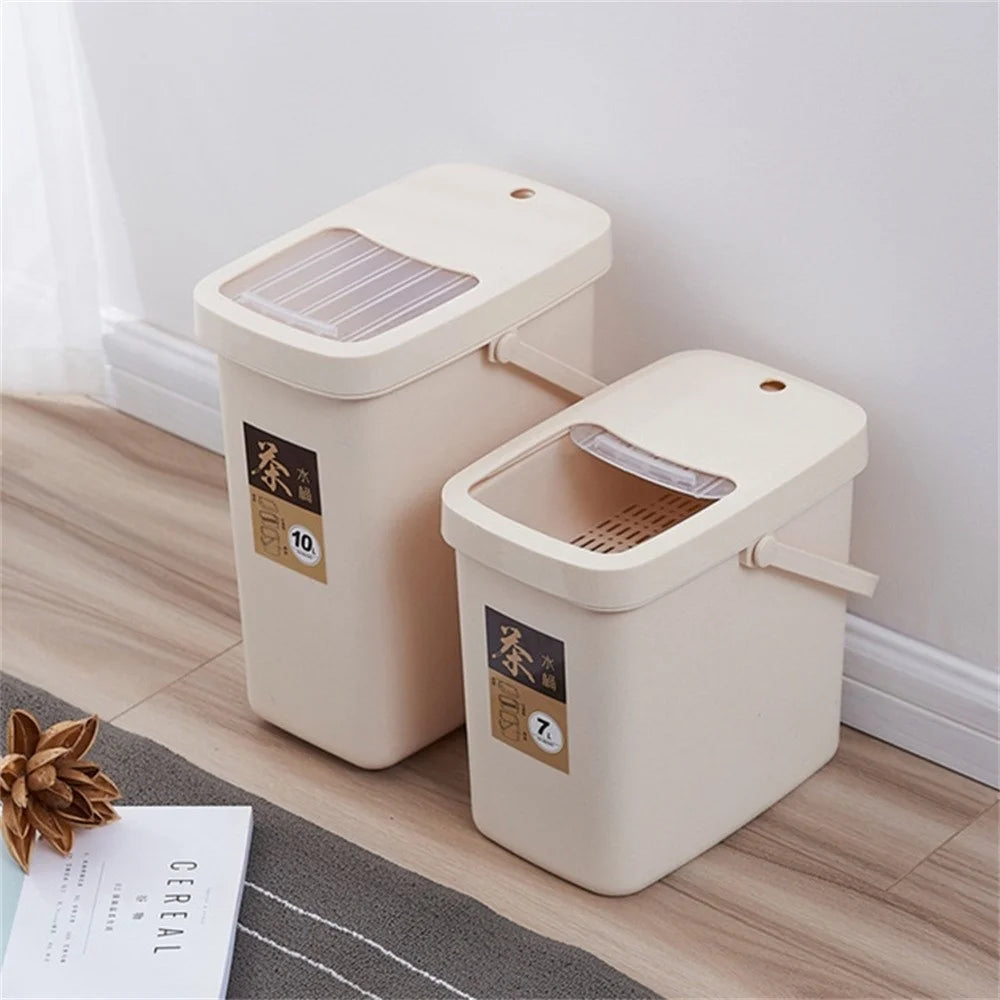 10L Tea Waste Bin PP Filtration Bucket Tealeaves Sanitary Container with Lid / Handle - 7