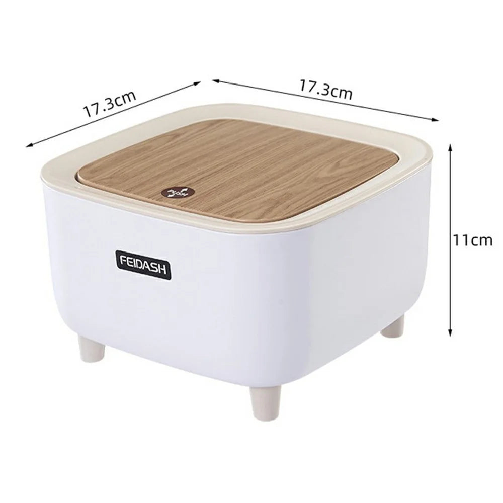 Mini Desktop Trash Can Push-Top Waste Bin 2L Square Student Dormitory Bedside Desk Storage Bucket - 5