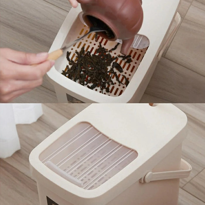 7L Tea Waste Bin PP Filtration Bucket Tealeaves Sanitary Container with Lid / Handle - 5