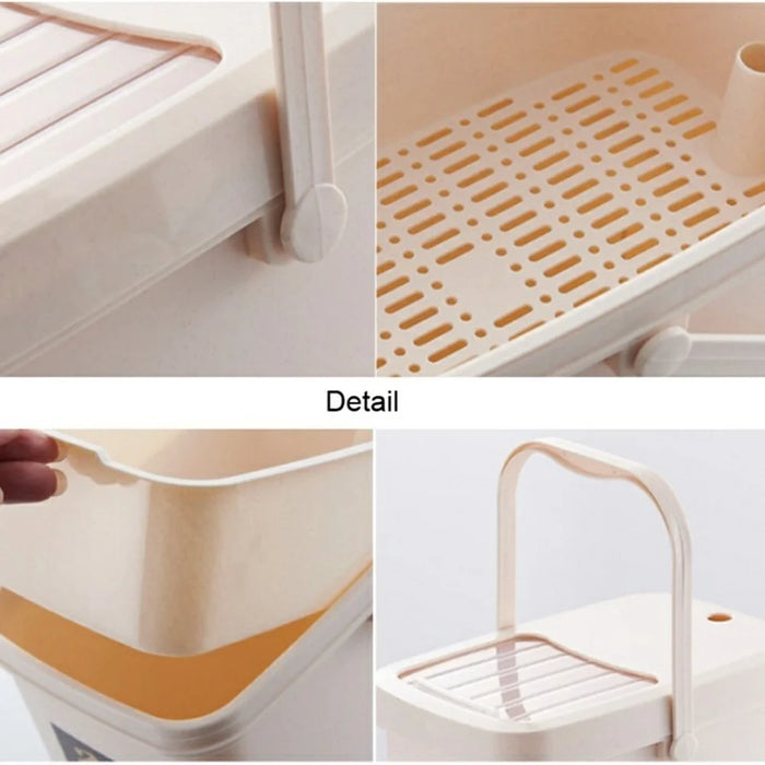7L Tea Waste Bin PP Filtration Bucket Tealeaves Sanitary Container with Lid / Handle - 6