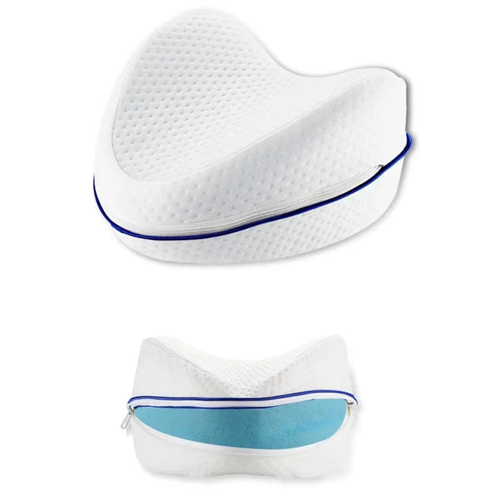 Memory Foam Leg Pillow Heart Shaped Knee Cushion Orthopedic Support for Side Sleepers - Blue - 2
