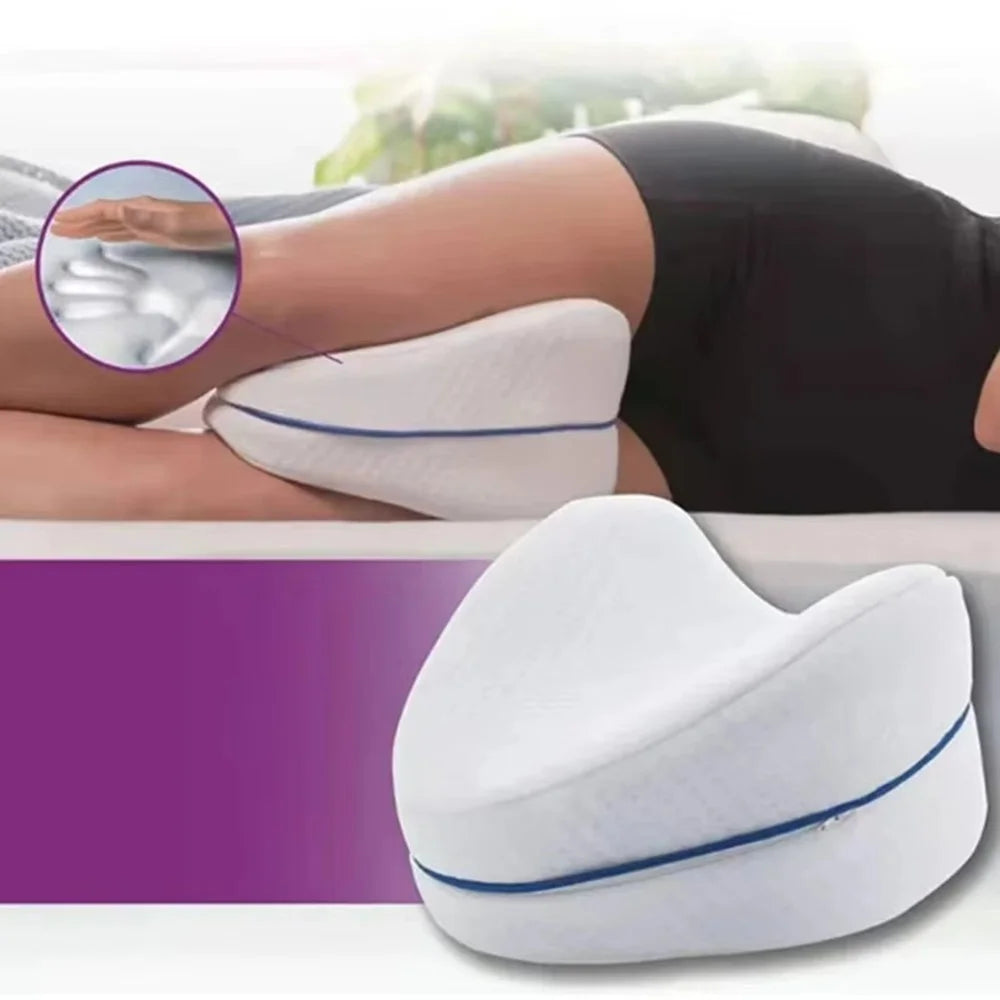 Memory Foam Leg Pillow Heart Shaped Knee Cushion Orthopedic Support for Side Sleepers - Blue - 4