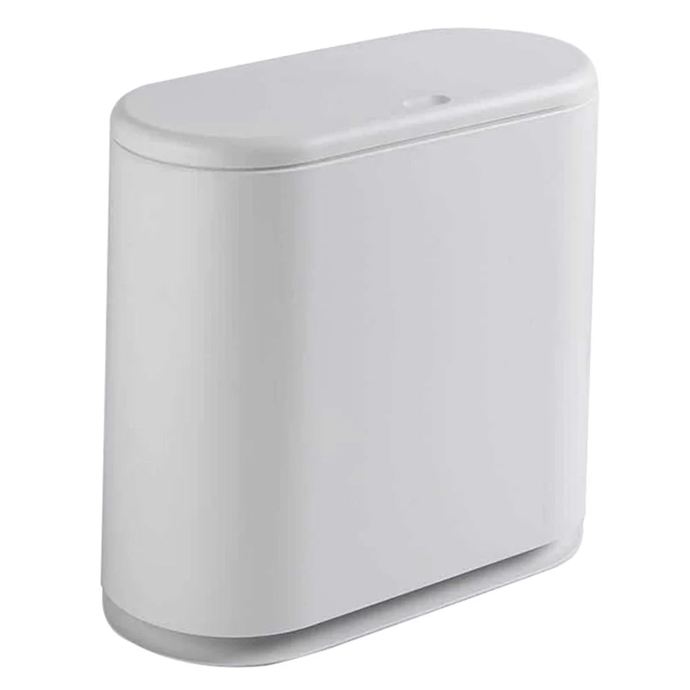 10L Oval Trash Can Wet and Dry Classification Waste Bins Press Type Slot Sanitary Bucket with Lid - White - 1