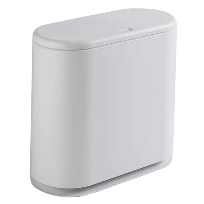 10L Oval Trash Can Wet and Dry Classification Waste Bins Press Type Slot Sanitary Bucket with Lid - White - 1