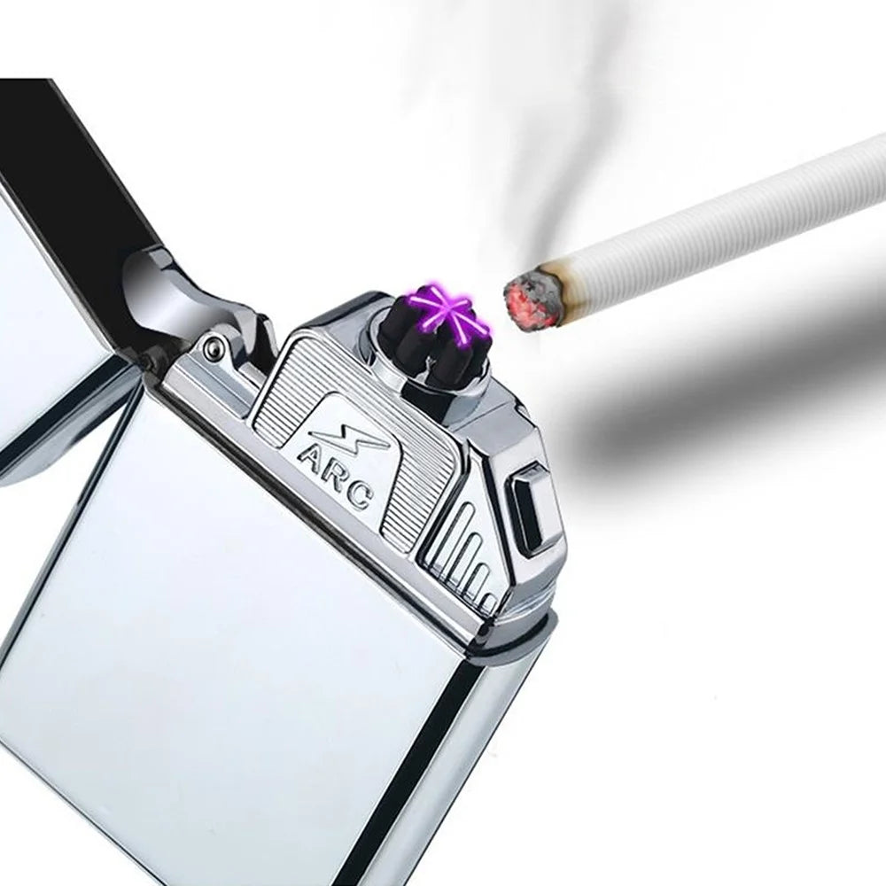 Electric Lighter 6 Arc Windproof USB Charging Flameless Igniter Smoking Candle Kitchen Accessories - Silver - 2