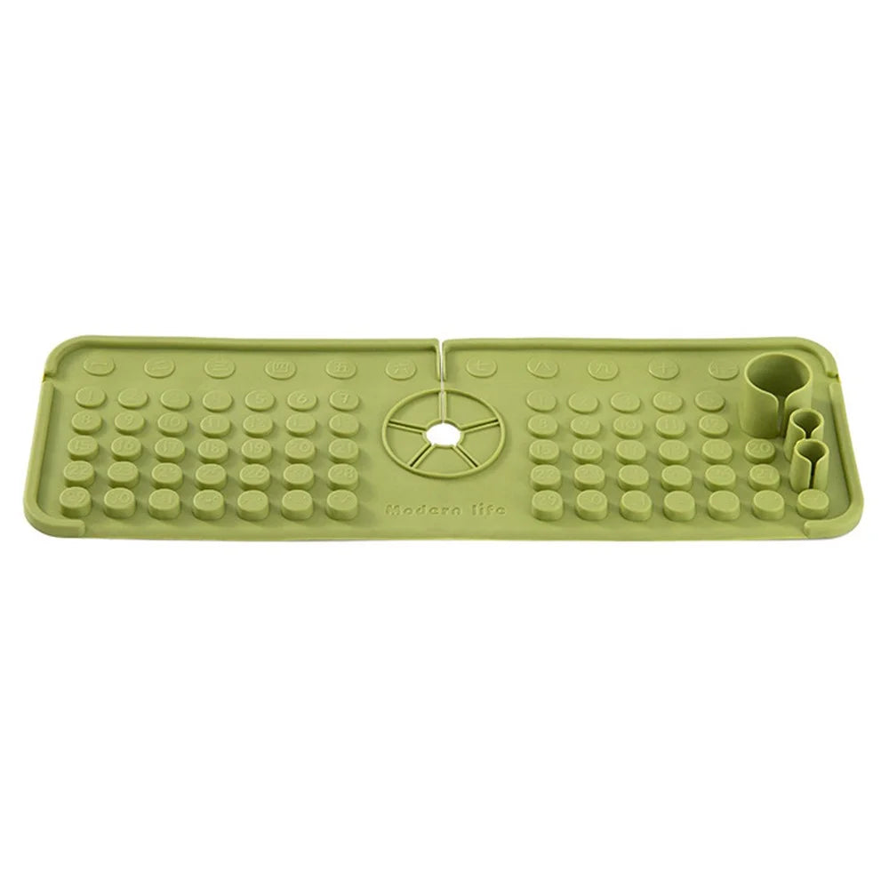 Keyboard Design TPR Sink Mat Draining Pad Countertop Anti Slip Splash Guard for Bathroom Kitchen - Green - 1