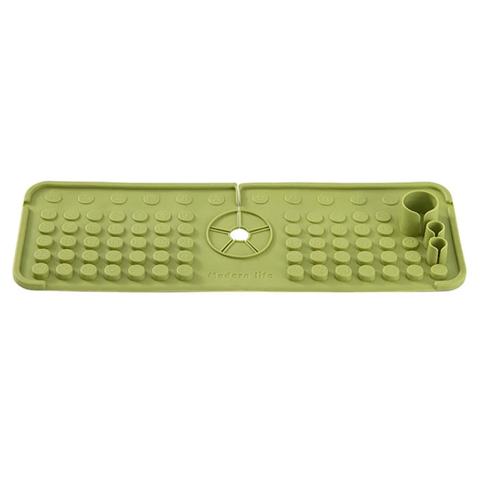 Keyboard Design TPR Sink Mat Draining Pad Countertop Anti Slip Splash Guard for Bathroom Kitchen - Green - 1