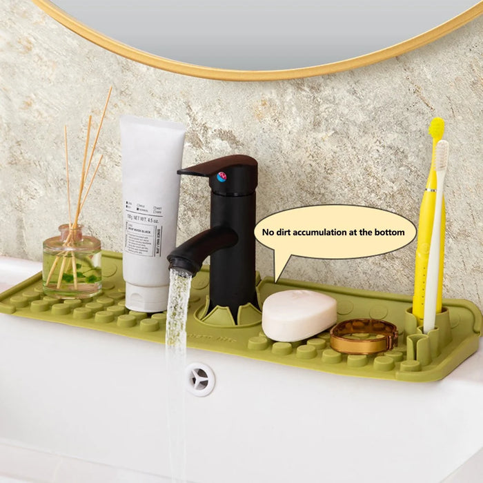 Keyboard Design TPR Sink Mat Draining Pad Countertop Anti Slip Splash Guard for Bathroom Kitchen - Green - 3