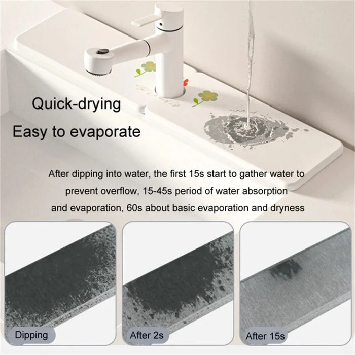 22.5 x 7cm Diatomite Drying Mat Absorbent Pad for Bathroom Sink Countertop Faucet Draining Pad - Style A - 2
