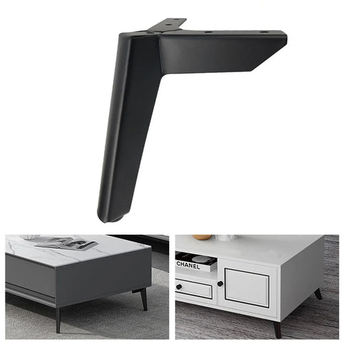 LH-FJ0039 12cm Metal Furniture Legs Support Feet Replacement for Home DIY Project TV Cabinet Dresser Couch Table - Matte Black - 1