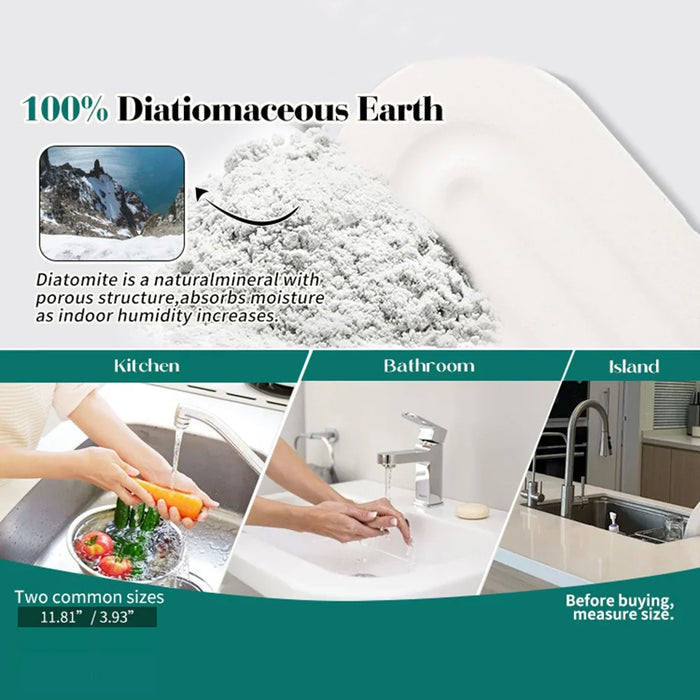 3PCS Bathroom Countertop Absorbent Mat Diatom Mud Kitchen Faucet Quick Dry Pad Drying Stone Tray - Dark Grey - 6
