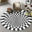 3D Optical Illusion Round Carpets 100cm Diameter Rugs Black White Spiral Vortex Design Living Room Mat - Style 4 - 1