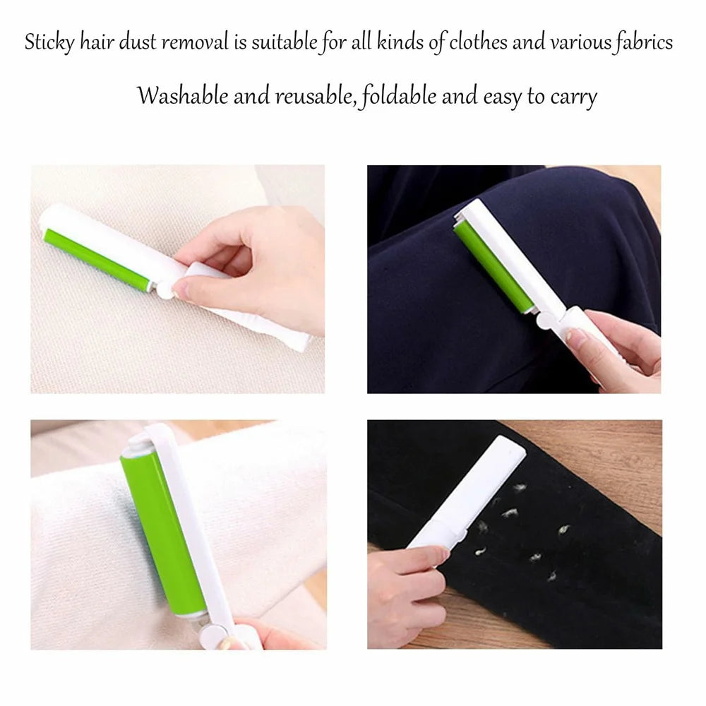 Portable Folding Lint Roller Washable Hair Collector Removal Brush for Clothes Furniture (Random Color) - 4