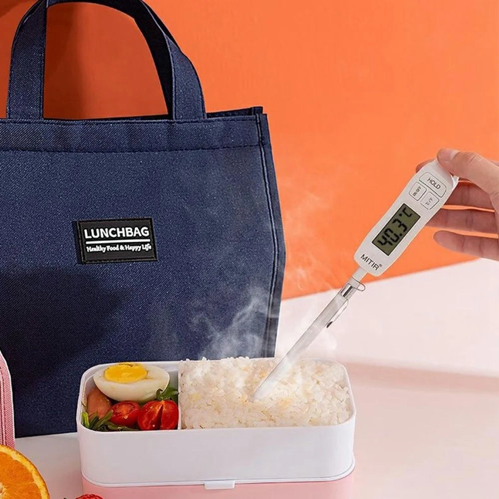 20x23x13cm Insulated Lunch Bag Work School Aluminum Foil Aluminum Cloth Bento Carrier Tote Bag - Navy Blue - 4