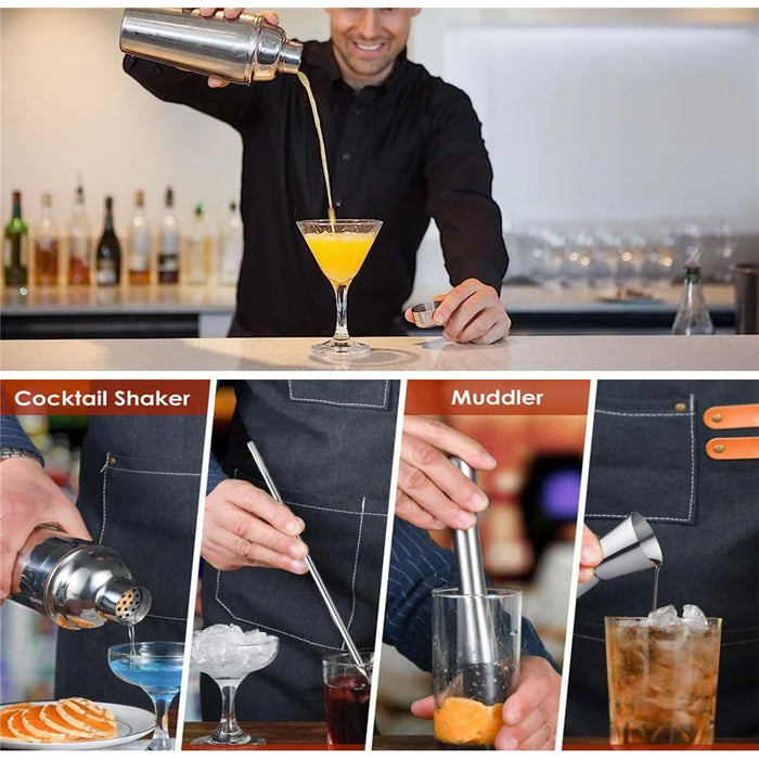 12 in 1 Cocktail Shaker Set Stainless Steel 700ML Bartender Mixer Bar Tools Kit with Bamboo Stand (BPA Free, No FDA) - 6