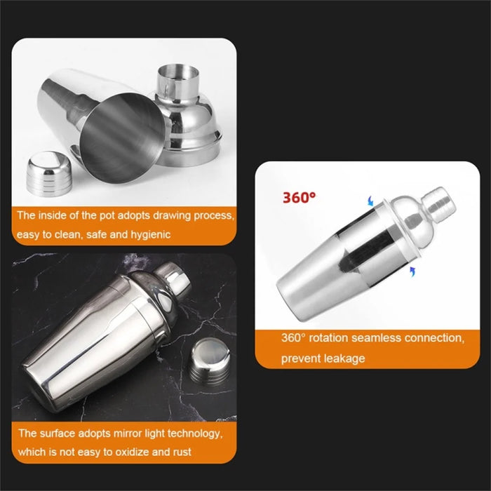 12 in 1 Cocktail Shaker Set Stainless Steel 700ML Bartender Mixer Bar Tools Kit with Bamboo Stand (BPA Free, No FDA) - 7