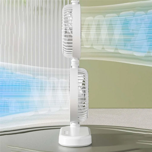 F-053 Dual Head Desk Fan for Office Dorm 3 Speeds USB Charging Summer Air Circulator Fan - 2