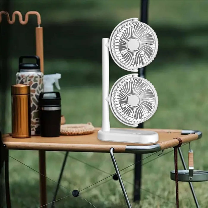 F-053 Dual Head Desk Fan for Office Dorm 3 Speeds USB Charging Summer Air Circulator Fan - 3