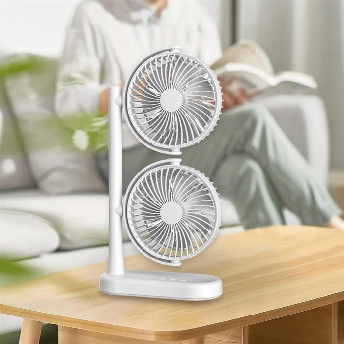 F-053 Dual Head Desk Fan for Office Dorm 3 Speeds USB Charging Summer Air Circulator Fan - 6