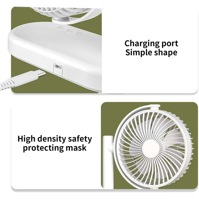 F-053 Dual Head Desk Fan for Office Dorm 3 Speeds USB Charging Summer Air Circulator Fan - 7