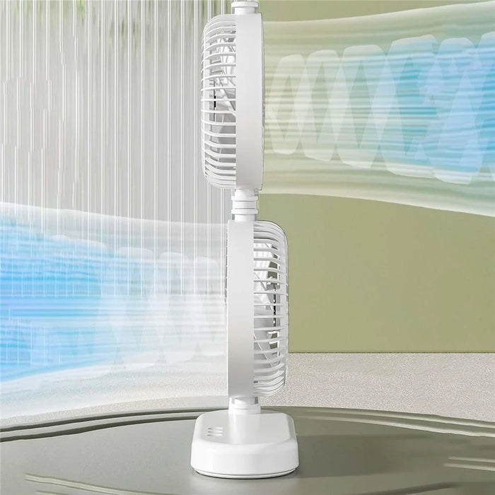 F-052 Dual Head Desk Fan for Office Dorm 3 Speeds USB Rechargeable Air Circulator Fan ( Built In 4000mAh Battery ) - 2