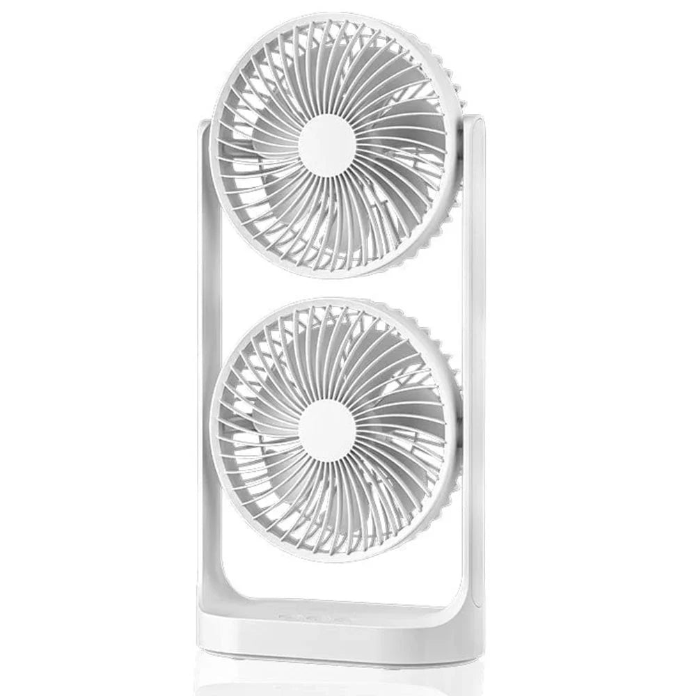 F-052 3 Speeds Adjustable Dual Head Desk Fan USB Charging Summer Air Circulator Fan for Office Dorm - 1