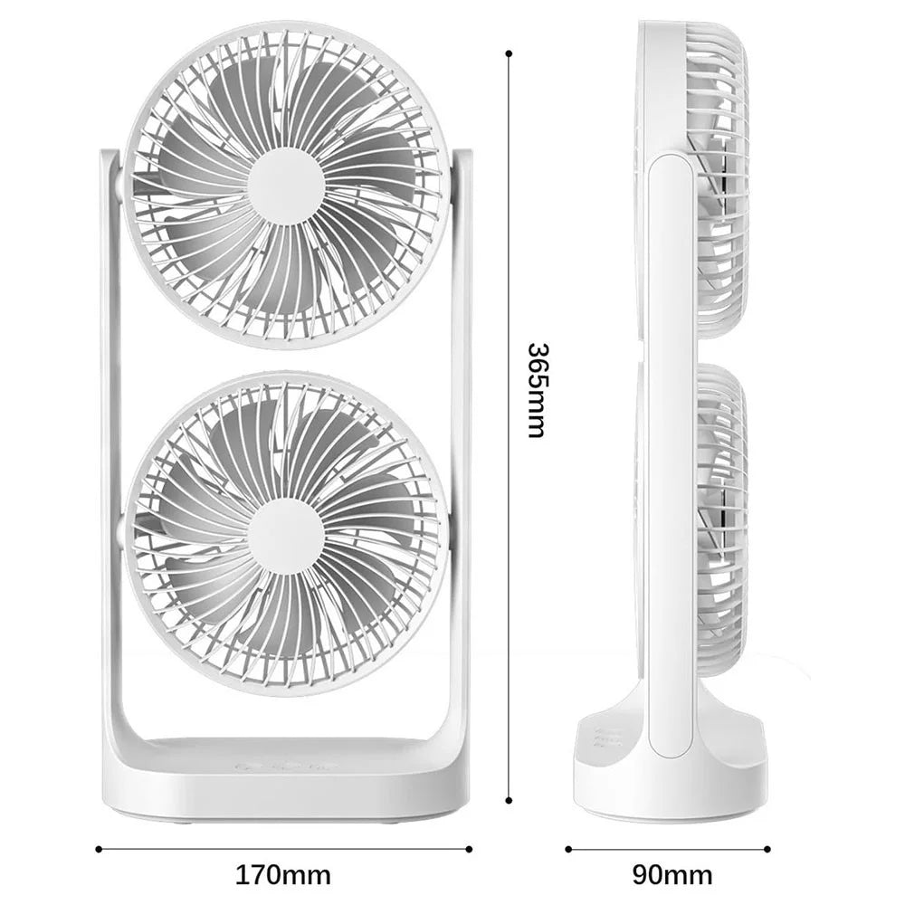 F-052 3 Speeds Adjustable Dual Head Desk Fan USB Charging Summer Air Circulator Fan for Office Dorm - 6