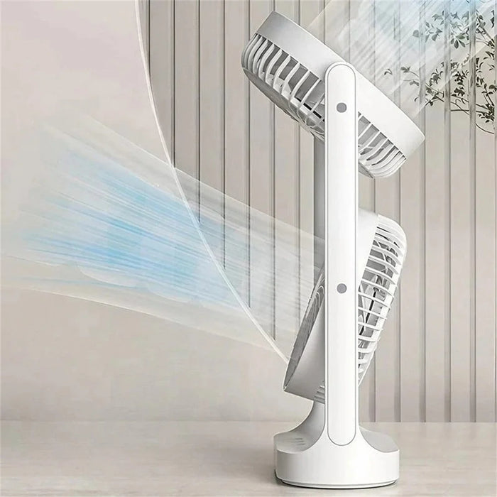 F-052 3 Speeds Adjustable Dual Head Desk Fan USB Rechargeable Summer Air Circulator Fan ( Built In 4000mAh Battery ) - 2