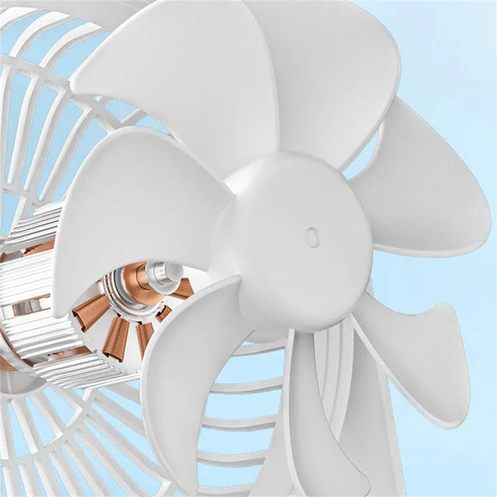 F-052 3 Speeds Adjustable Dual Head Desk Fan USB Rechargeable Summer Air Circulator Fan ( Built In 4000mAh Battery ) - 7