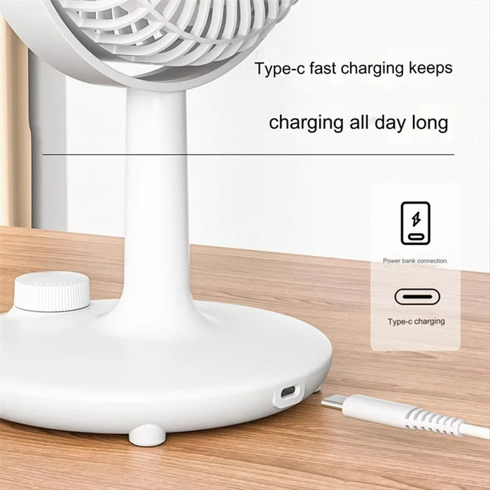 Stepless Speed Adjustable Portable Desktop Fan Quiet Summer Cooling Fan for Home Office - White - 4