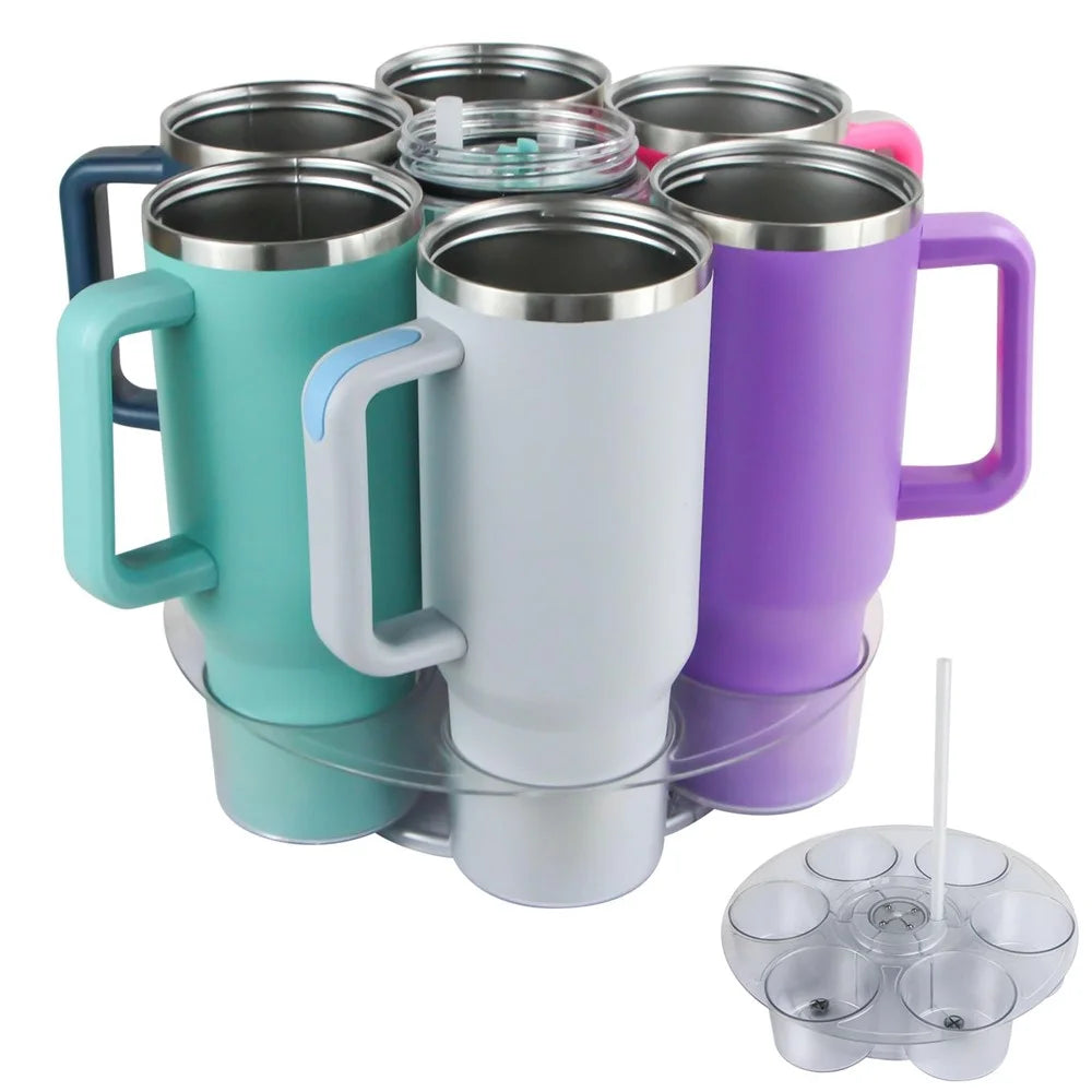 For Stanley 40 OZ Tumblers Cup Holder Rotating Tray Organizer 360° Carousel Storage Rack - 1