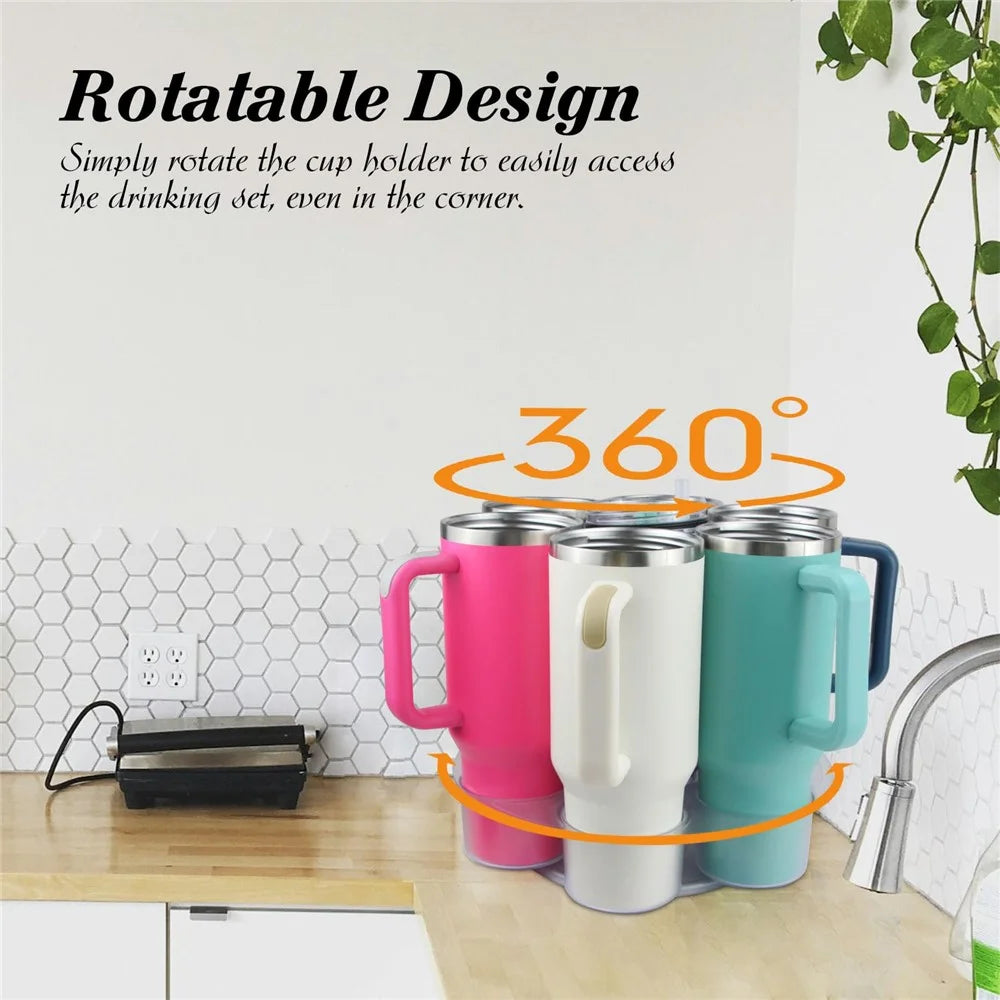 For Stanley 40 OZ Tumblers Cup Holder Rotating Tray Organizer 360° Carousel Storage Rack - 2