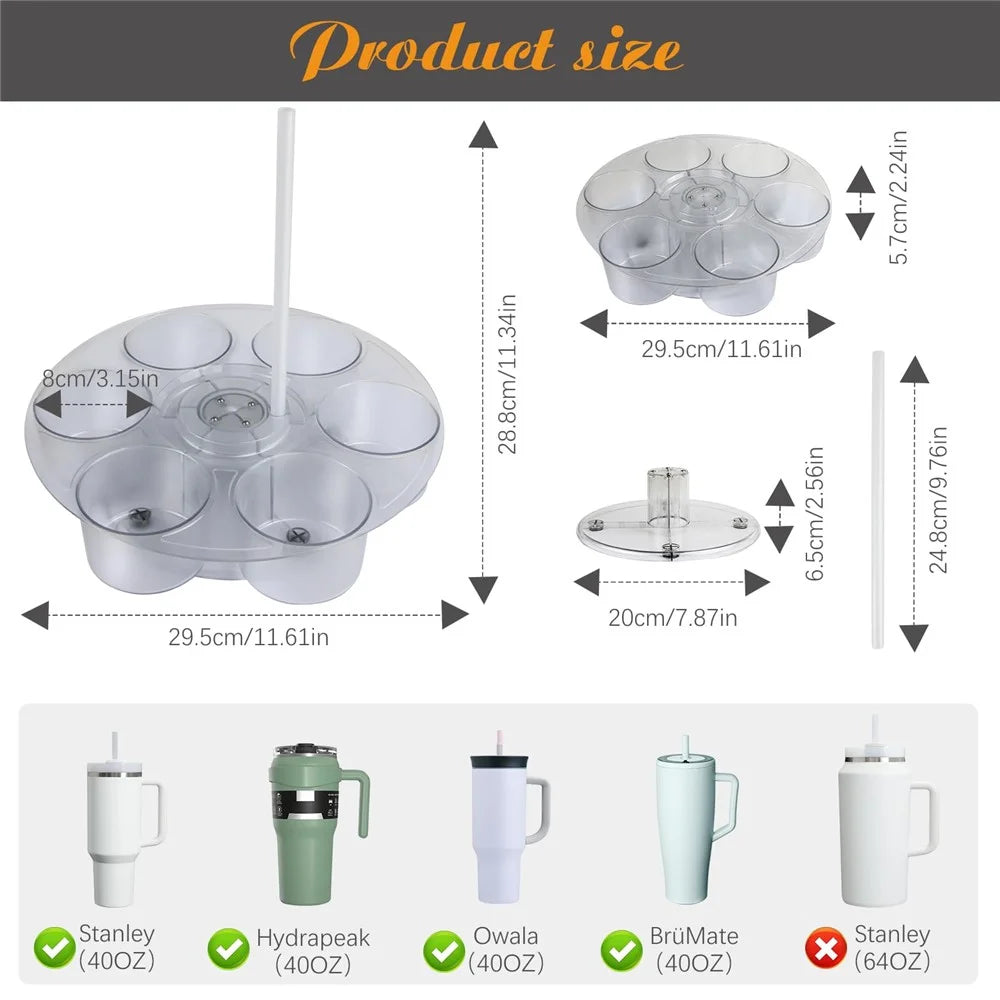 For Stanley 40 OZ Tumblers Cup Holder Rotating Tray Organizer 360° Carousel Storage Rack - 3