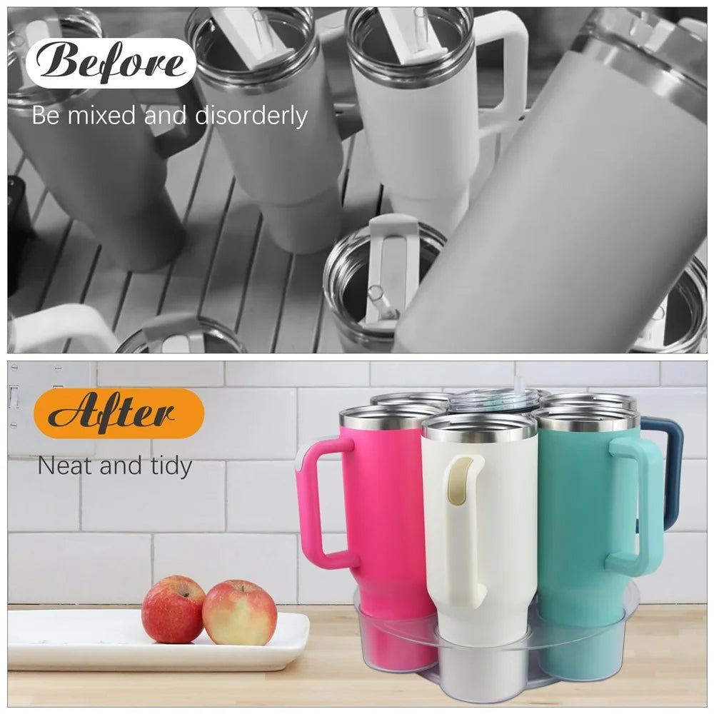 For Stanley 40 OZ Tumblers Cup Holder Rotating Tray Organizer 360° Carousel Storage Rack - 4