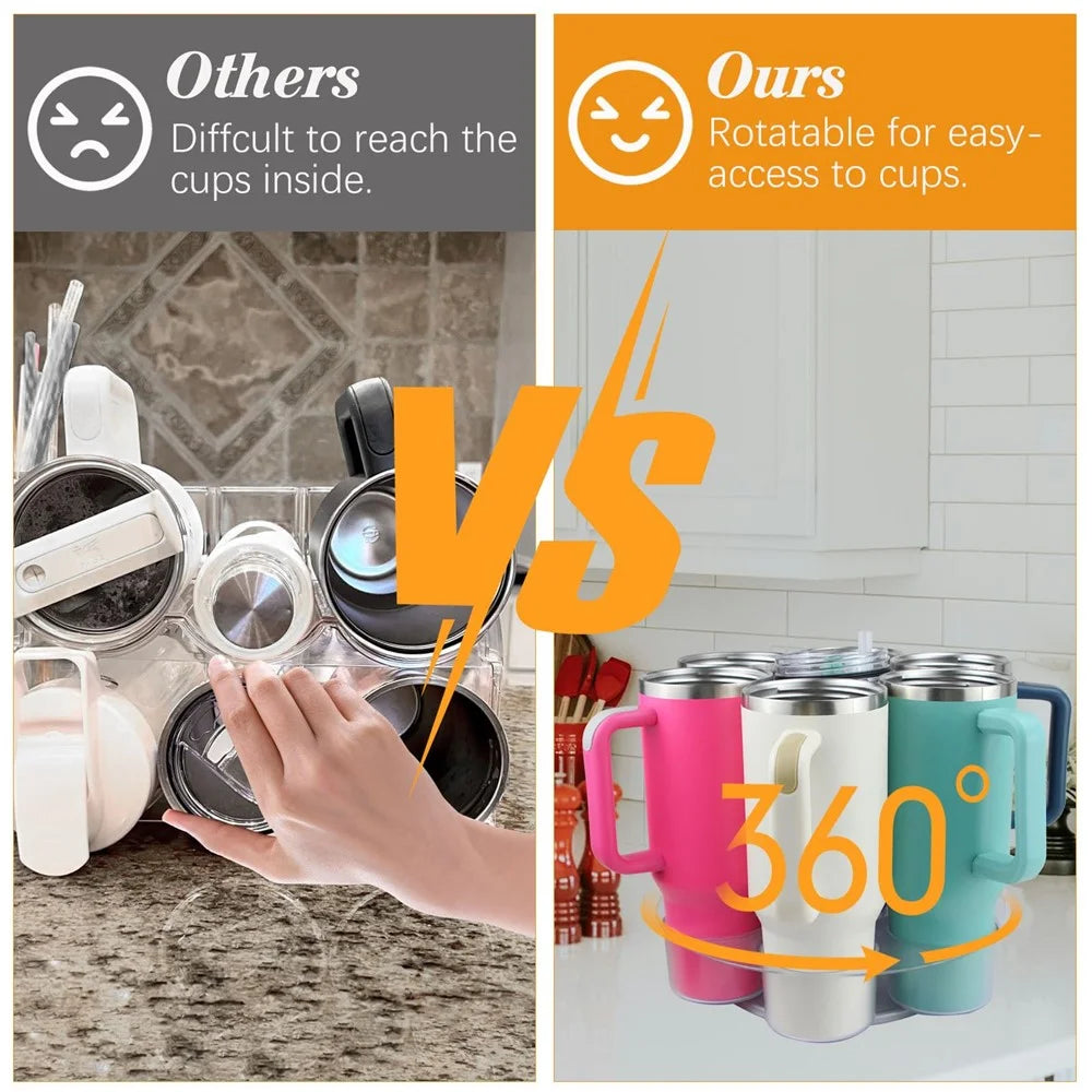 For Stanley 40 OZ Tumblers Cup Holder Rotating Tray Organizer 360° Carousel Storage Rack - 5