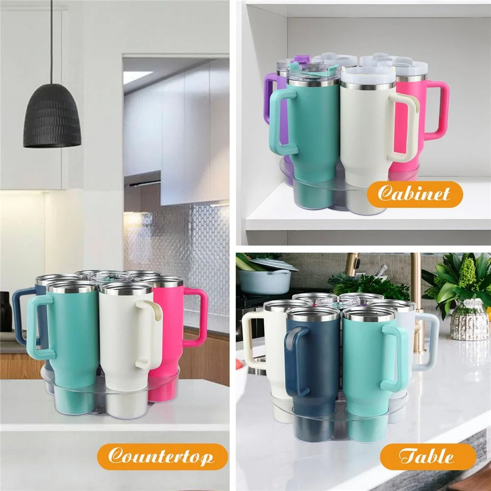 For Stanley 40 OZ Tumblers Cup Holder Rotating Tray Organizer 360° Carousel Storage Rack - 6