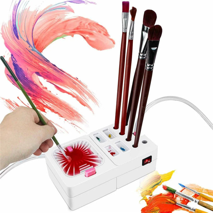 Electric Paint Brush Cleaner Washer Automatic Water Circulation Brush Cleaning Tool for Artists Painters Hobbyists - 7