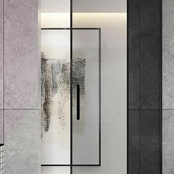 TOPNIKE Adhesive Ultra Slim Glass Sliding Door Handle for Balcony Shower Room Pull Push Door - Black - 4