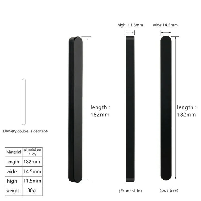 TOPNIKE Adhesive Ultra Slim Glass Sliding Door Handle for Balcony Shower Room Pull Push Door - Black - 6
